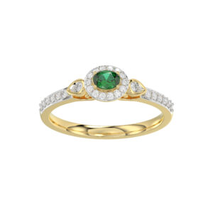 0.33ct Round/Oval Emerald diamond 14k Ladies Fashion Ring 0.15CT Center stone Oval Emerald Diamond)