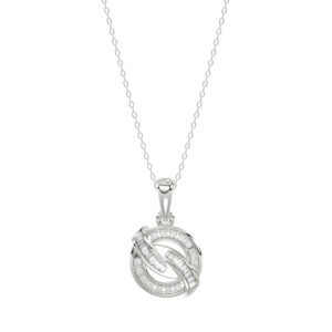 Elegant 0.15Ct Round & Baguette Diamond Pendant In Sterling Silver Ladies Fine Jewelry With Chain