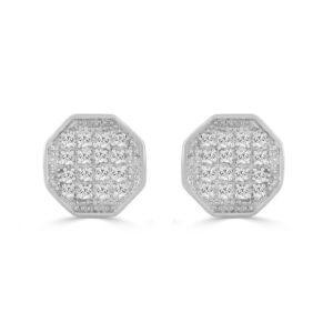 Elegant 0.10Ct Round Diamond Yuva Stud Earrings In Sterling Silver Stylish Ladies Everyday Jewelry