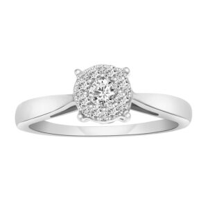 Ladies 0.25CT Round Diamond Cluster Fashion Ring In Sterling Silver