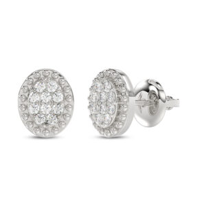 Sterling Silver Ladies 0.20CT Round Diamond Cluster Fashion Earrings