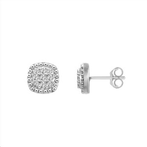 Ladies Sterling Silver 0.20CT Round Diamond Cluster Earrings Fashion Jewelry Design