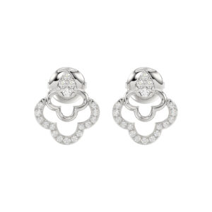 Ladies Sterling Silver 0.13CT Round Diamond Earrings Classic Fashion Jewelry Gift