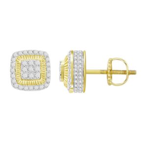 LADIES STUD EARRINGS 0.50CT ROUND DIAMOND 10K YELLOW GOLD - Image 1