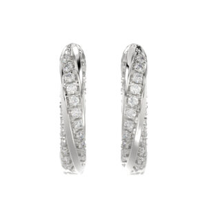 Elegant 10K White Gold Hoop Earrings Featuring 0.25Ct Round Diamonds With Brilliant Sparkle And Timeless Design. Perfect For Everyday Wear, Gifts, Ann