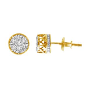 LADIES STUD EARRINGS 0.33CT ROUND DIAMOND 10K YELLOW GOLD - Image 1