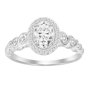 LADIES RING 1.00CT ROUND DIAMOND 14K WHITE GOLD (SI QUALITY) (CENTER STONE 0.50CT OVAL DIAMOND) - Image 1