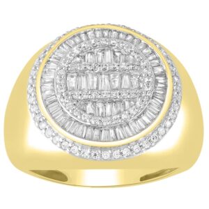 MEN'S RING 1.50CT ROUND/BAGUETTE DIAMOND 10K YELLOW GOLD - Image 1