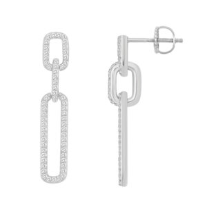 LADIES EARRINGS 0.25CT ROUND DIAMOND 10K WHITE GOLD - Image 1
