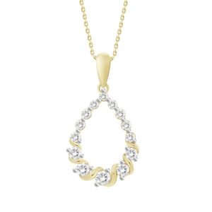 LADIES PENDANT WITH CHAIN 0.50CT ROUND DIAMOND 10K YELLOW GOLD - Image 1