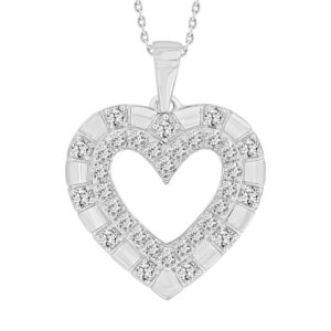 LADIES PENDANT WITH CHAIN 0.50CT ROUND DIAMOND 10K WHITE GOLD - Image 1