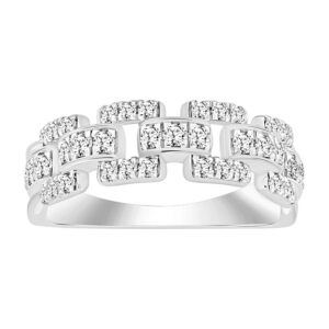 LADIES BAND 0.50CT ROUND DIAMOND 10K WHITE GOLD - Image 1