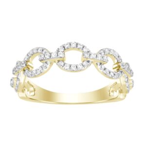 LADIES BAND 0.33CT ROUND DIAMOND 14K YELLOW GOLD - Image 1