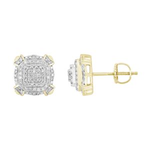 LADIES EARRINGS 0.25CT ROUND DIAMOND 10K YELLOW GOLD - Image 1