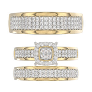 LADIES TRIO SET 1.00CT ROUND DIAMOND 10K YELLOW GOLD - Image 5