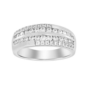 MEN'S BAND 1.00CT ROUND DIAMOND 14K WHITE GOLD (SI QUALITY) - Image 1