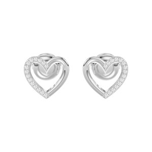 LADIES EARRINGS 0.10CT ROUND DIAMOND 14K WHITE GOLD