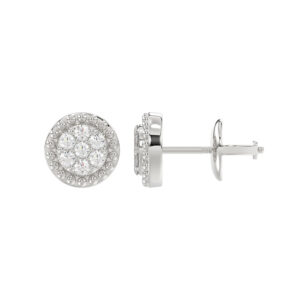 LADIES EARRINGS 0.20CT ROUND DIAMOND 14K WHITE GOLD - Image 2