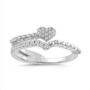 LADIES RING 0.16CT ROUND DIAMOND 10K WHITE GOLD - Image 1