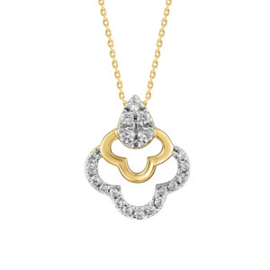 LADIES PENDANT WITH CHAIN 0.13CT ROUND DIAMOND 14K YELLOW GOLD - Image 1