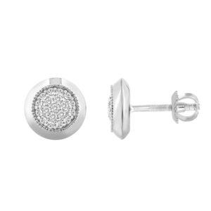 LADIES EARRINGS 0.25CT ROUND DIAMOND 10K WHITE GOLD - Image 1